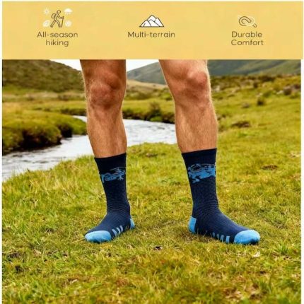 Merino Wool hiking crew socks for men. Hi tech crew design and wool blended mix make them for professionals to challenge ski, snow mountain claiming and long match hiking